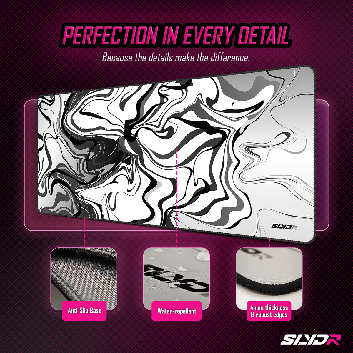 SLYDR Mousepad – Liquid Color: Storm Black